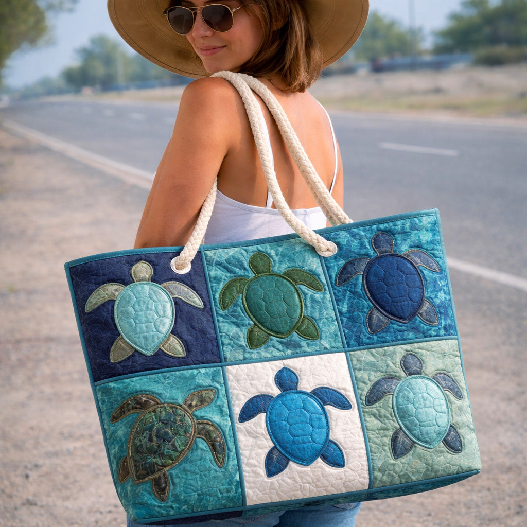 Borsa mare trapuntata Tartaruga Blu disponibile nelle misure L e XL