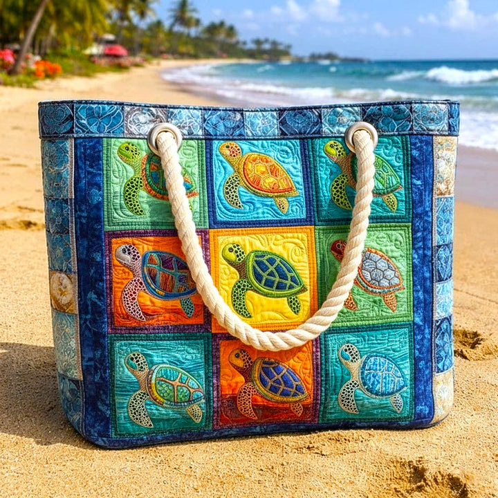 Borsa mare trapuntata Tartaruga Tranquilla disponibile nelle misure L e XL