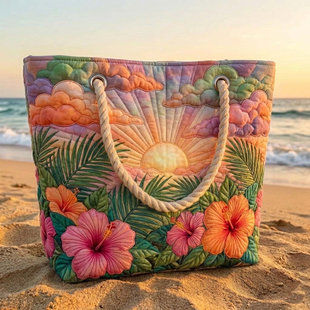 Borsa mare trapuntata Alba Tropicale disponibile nelle misure L e XL