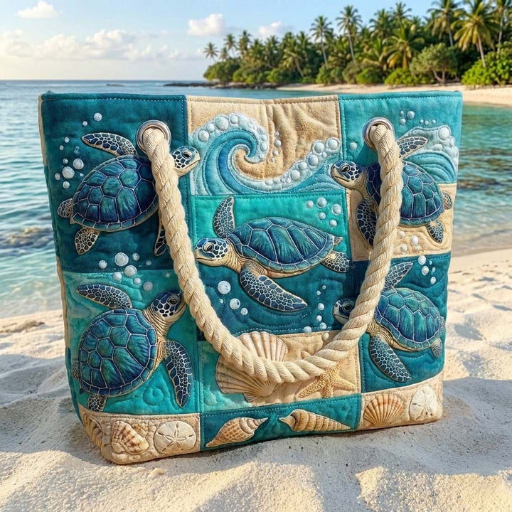 Borsa mare trapuntata Baia delle Tartarughe disponibile nelle misure L e XL