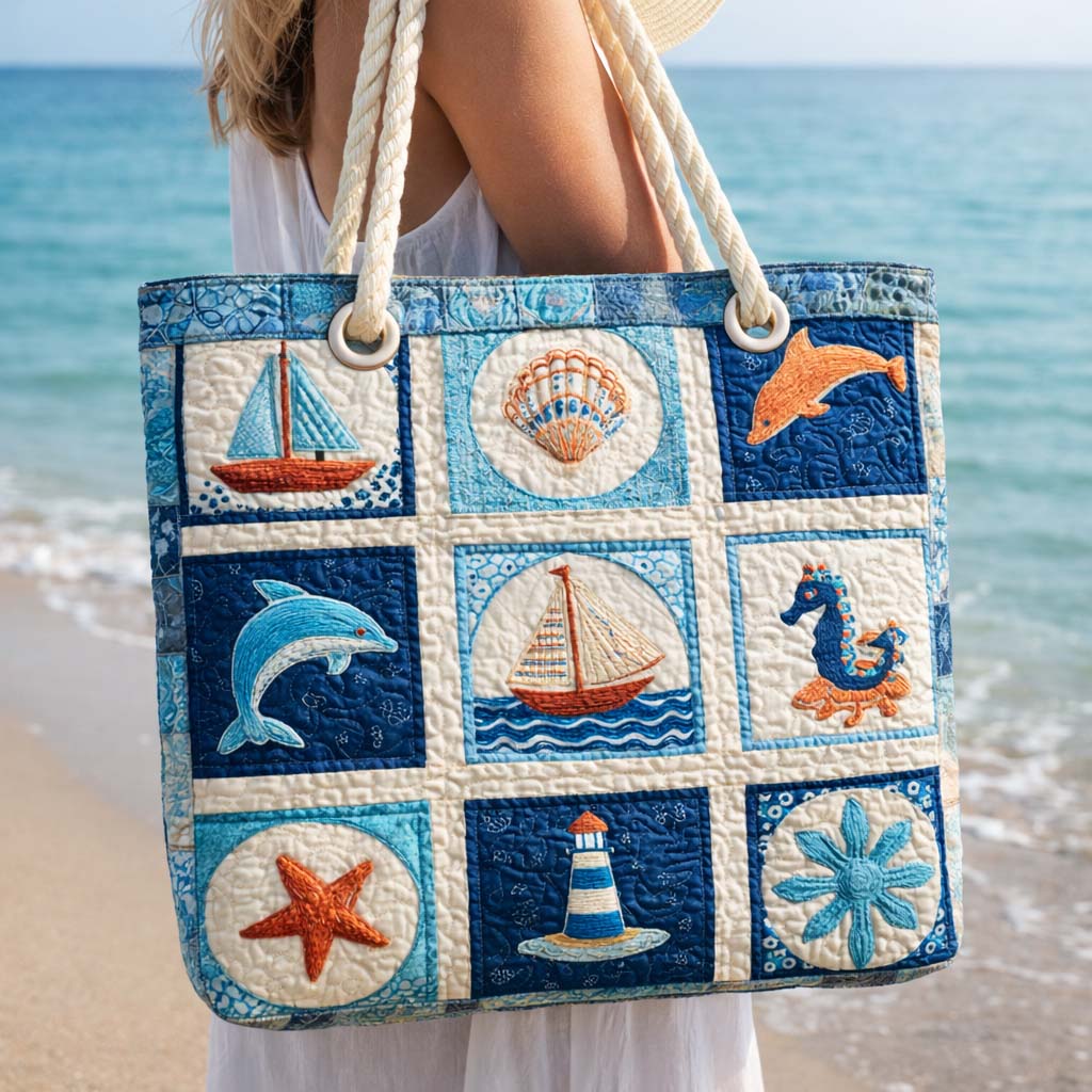 Borsa mare trapuntata Creature Marine disponibile nelle misure L e XL