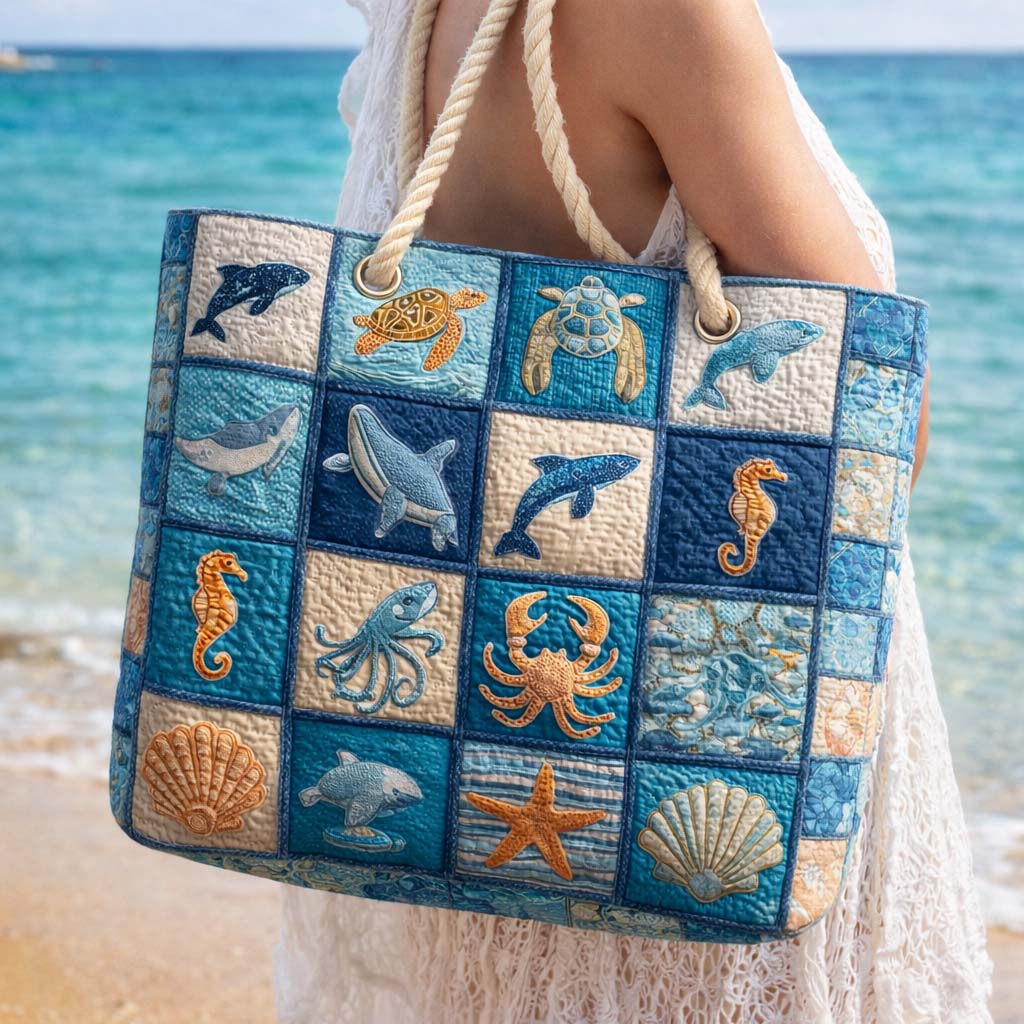Borsa mare trapuntata Vita Marina disponibile nelle misure L e XL