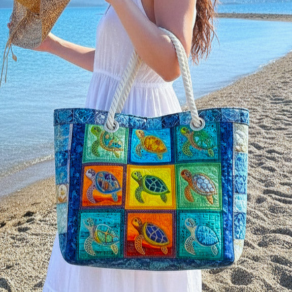 Borsa mare trapuntata Tartaruga Tranquilla disponibile nelle misure L e XL