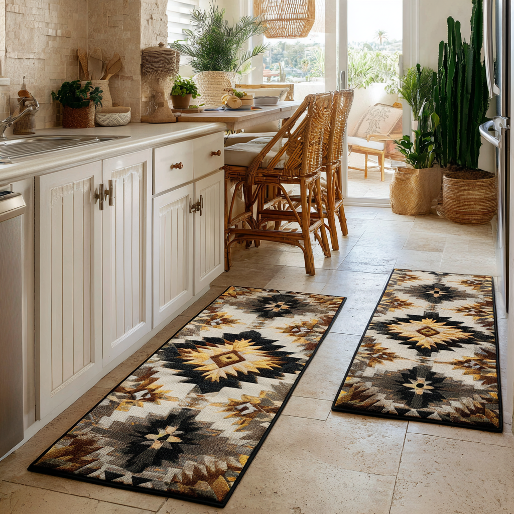 Tappeto da cucina antiscivolo con sentiero dorato NCU0DK11052