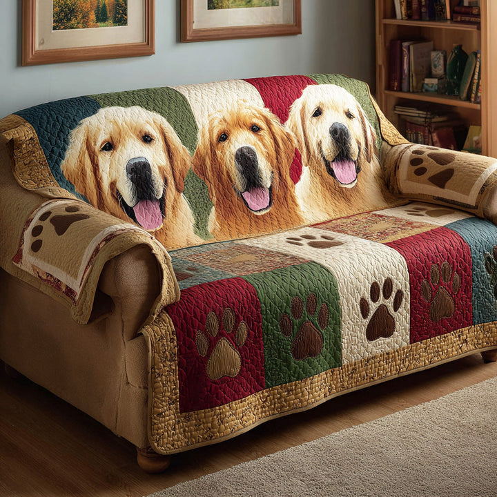 Copertura per Divano Trapuntata Golden Paw Print NCU0TD2160