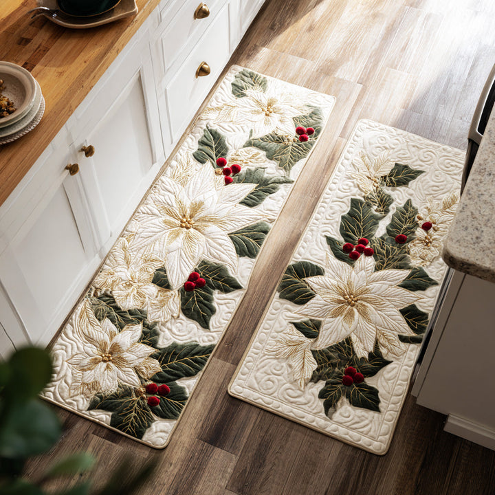 Tappeto da cucina antiscivolo natalizio con fiori invernali NCU0TD1726