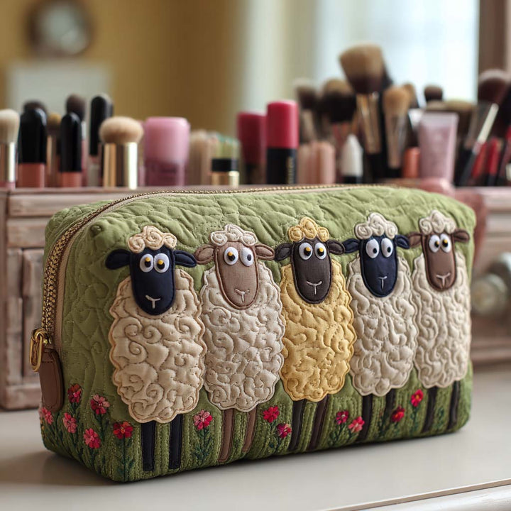 Borsa per trucco trapuntata a forma di pecora NCU0VT287