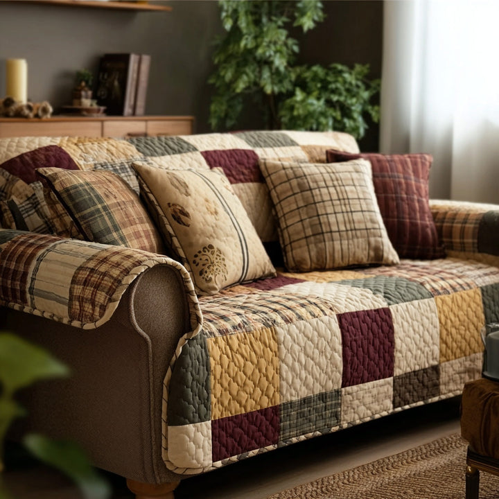 Copertura per Divano Patchwork Trapuntata in Stile Fattoria NCU0VT365