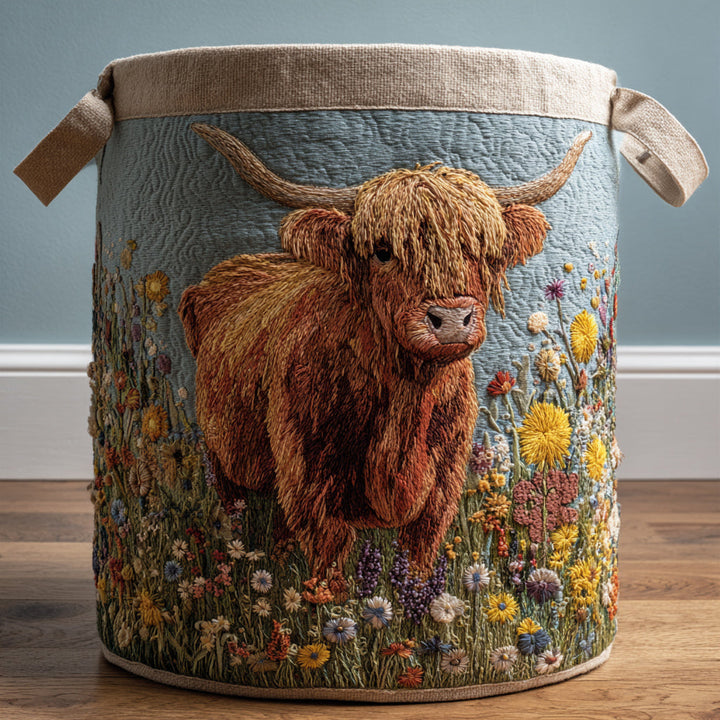 Cesto da Lavanderia Trapuntato Highland Cow Blooms NCU0HNH495