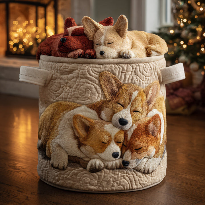 Cesto per Biancheria Trapuntato Sogni di Corgi per le Feste NCU0DV1144