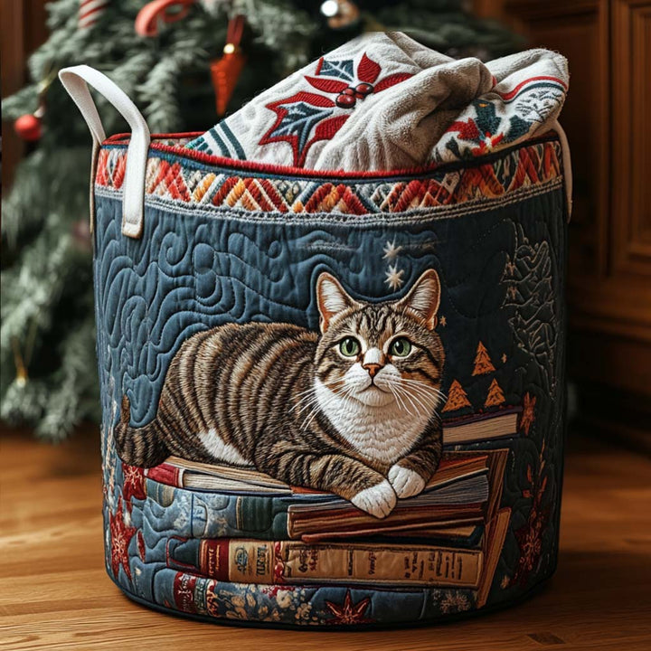 Cesto per la Biancheria Trapuntato a Tema Festivo Gatto NCU0PTT1511