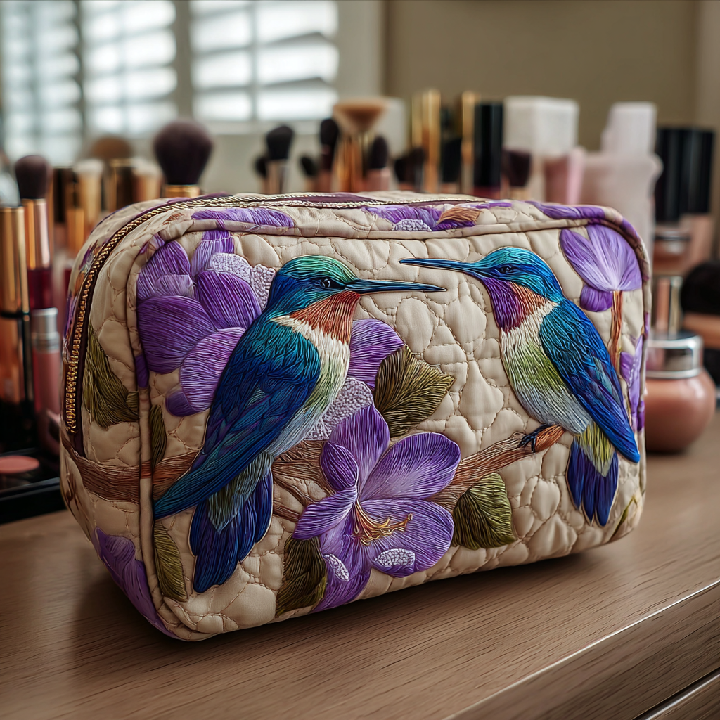Beauty case trapuntato con colibrì delicato NCU0DK10217