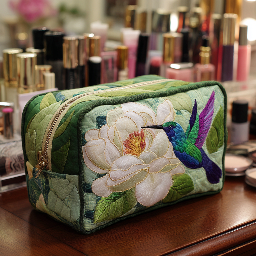 Beauty case trapuntato con colibrì NCU0DK10215
