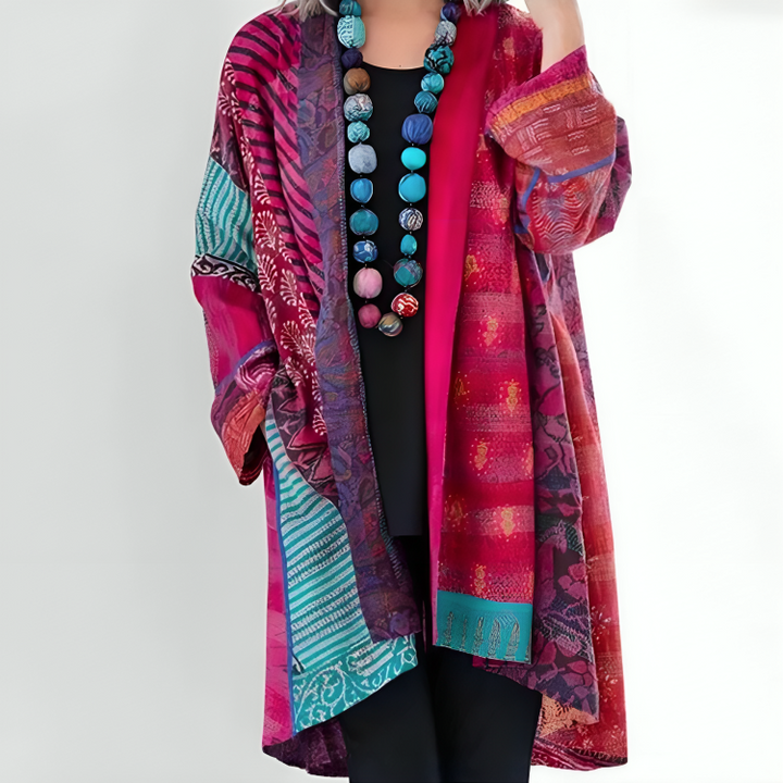 DAHLIENNE | CARDIGAN IN MAGLIA ELEGANTE CON TAGLIO A STRATI