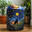 Cesto portabiancheria trapuntato con gatto accogliente NCU0NNT1333