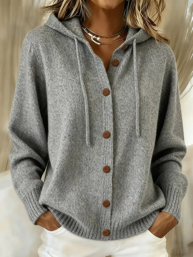 Bettina | Cardigan Morbido con Cappuccio e Bottoni