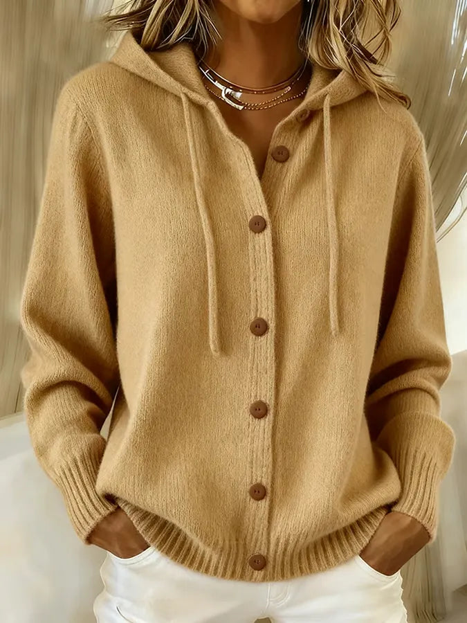 Bettina | Cardigan Morbido con Cappuccio e Bottoni