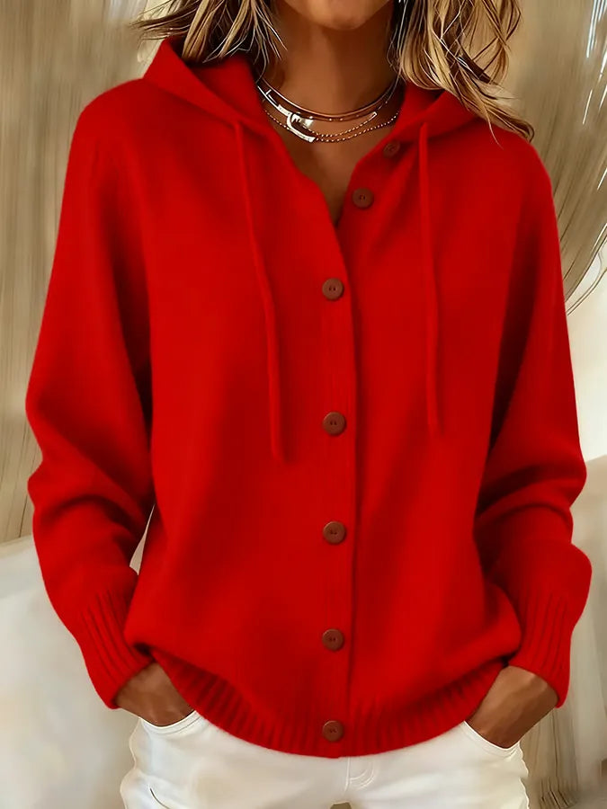 Bettina | Cardigan Morbido con Cappuccio e Bottoni