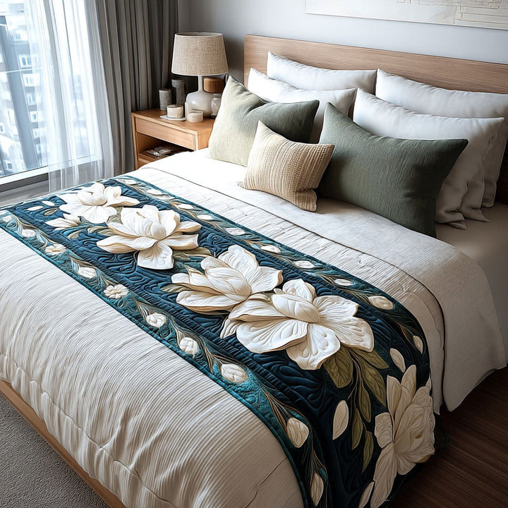 Runner da letto trapuntato Midnight Magnolia NCU0PT7894