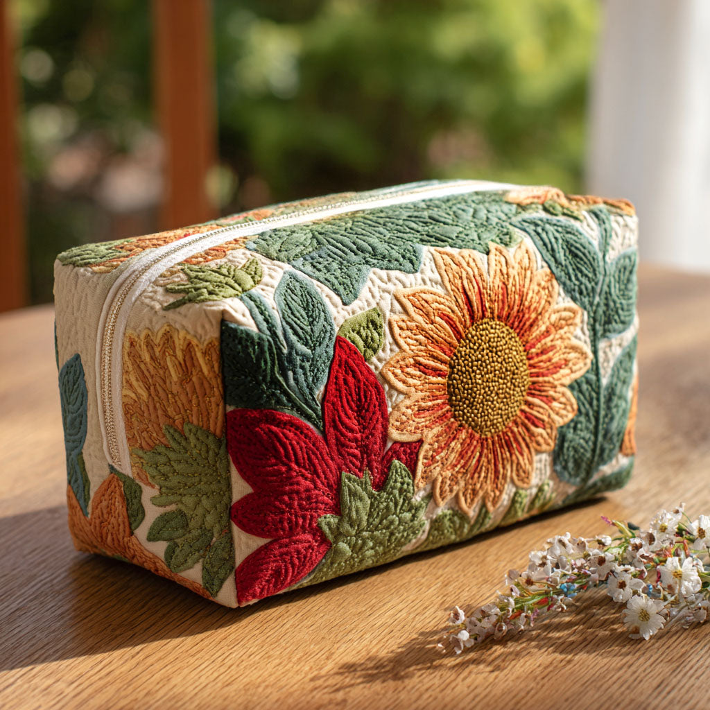 Beauty case trapuntato con fiore del mattino NCU0PT9257