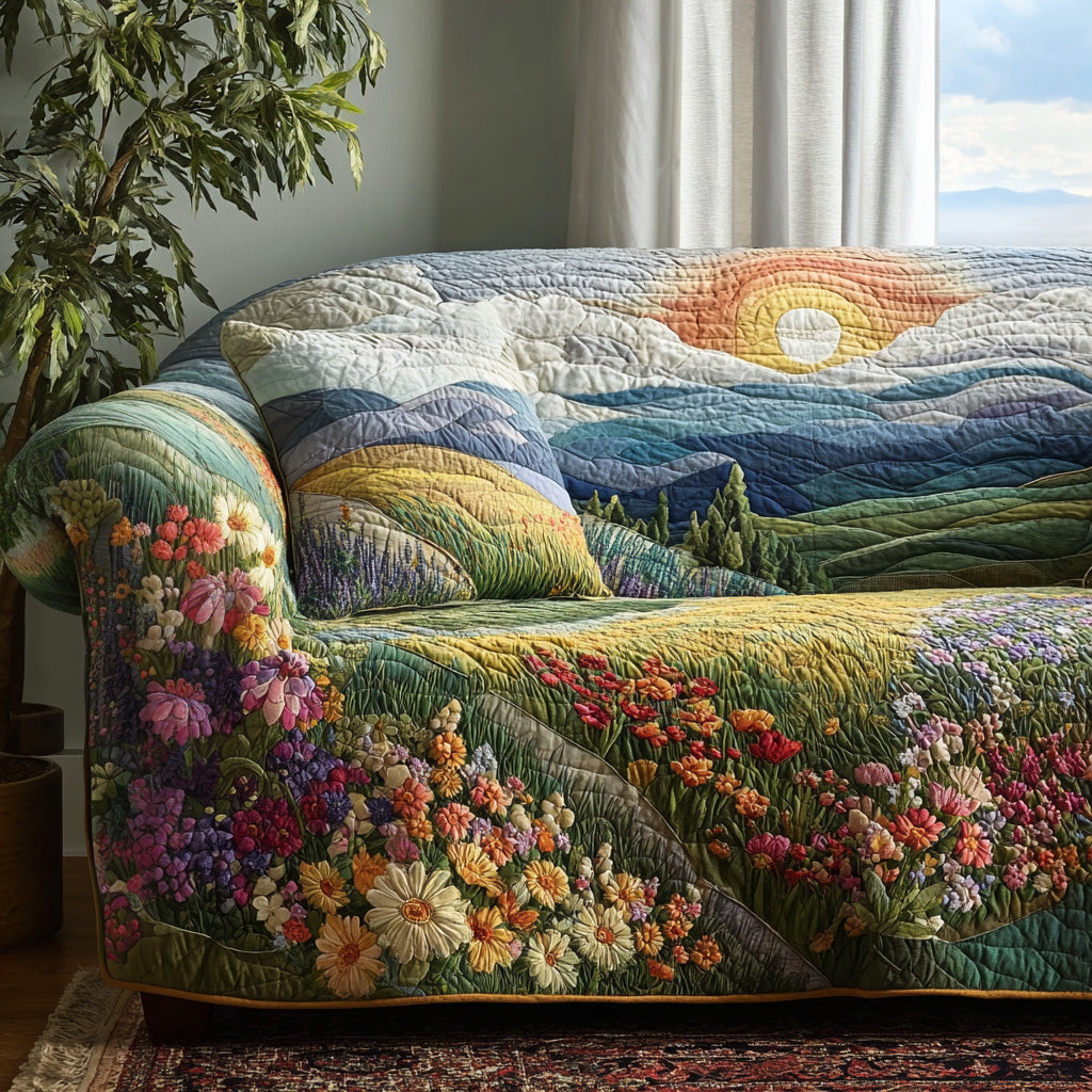 Copertura per Divano Trapuntato Morning Meadow Light NCU0VL3006