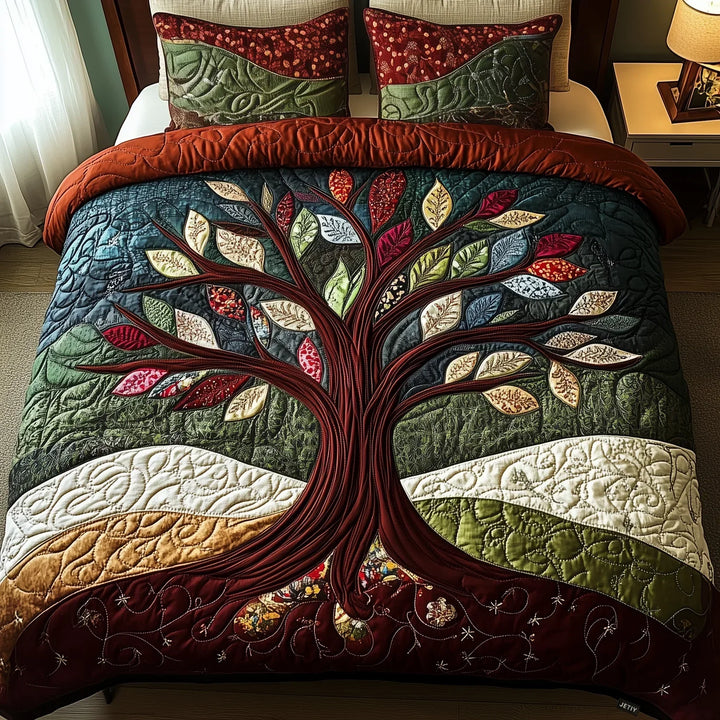 Coperta per letto trapuntata 3 pezzi - Abbraccio della natura