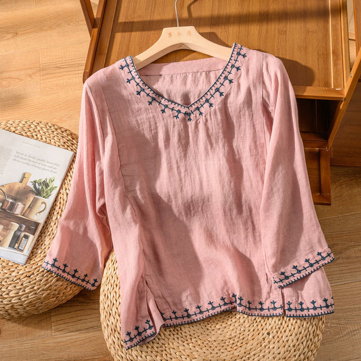 ANOUK | BLUSA RICAMATA CON SCOLLO A V