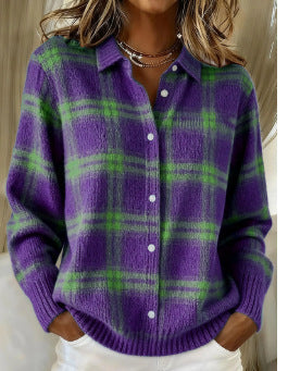 Marilou - blusa a quadri con cappuccio da donna