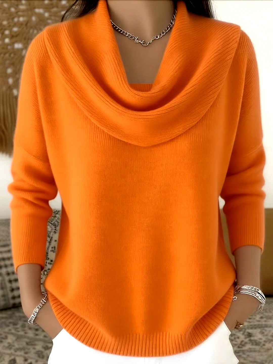 Iole | Maglione Morbido con Collo Drappeggiato