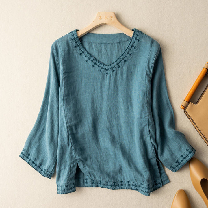 ANOUK | BLUSA RICAMATA CON SCOLLO A V