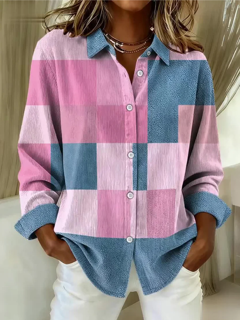 Noraya - blusa a quadri con cappuccio da donna