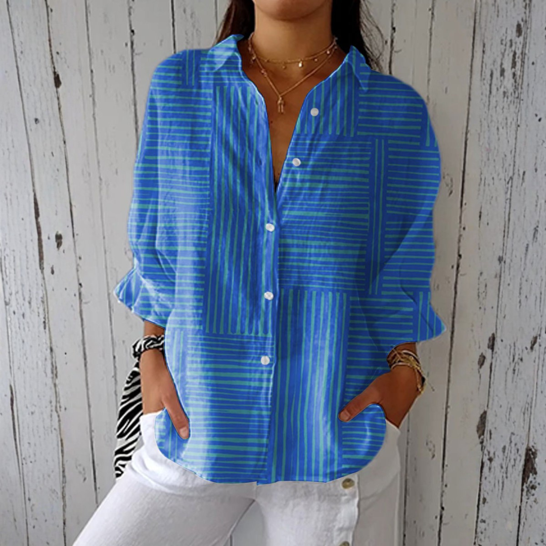Clara - camicetta da donna a righe blu | Maria Milano