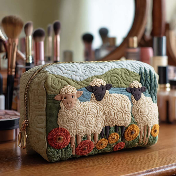 Borsa per trucco trapuntata a forma di pecora NCU0VT287