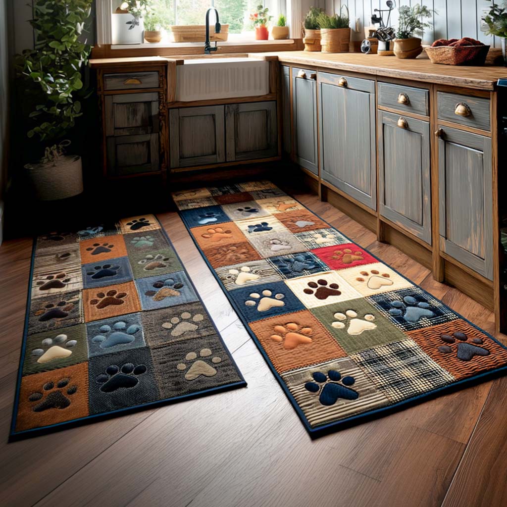 Tappeto da cucina antiscivolo con impronte di zampa NCU0NT11393