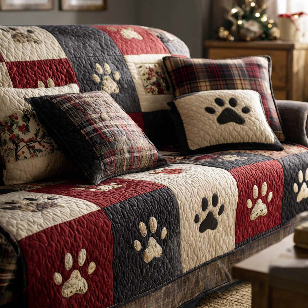 Copertura per Divano Trapuntata Pawfect Natale NCU0NT11196