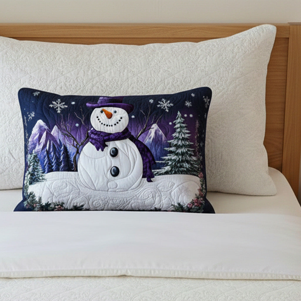 Copricuscino trapuntato con pupazzo di neve viola NCU0NT10284
