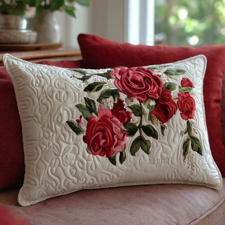 Copricuscino trapuntato con rose e cuori NCU0PT11256