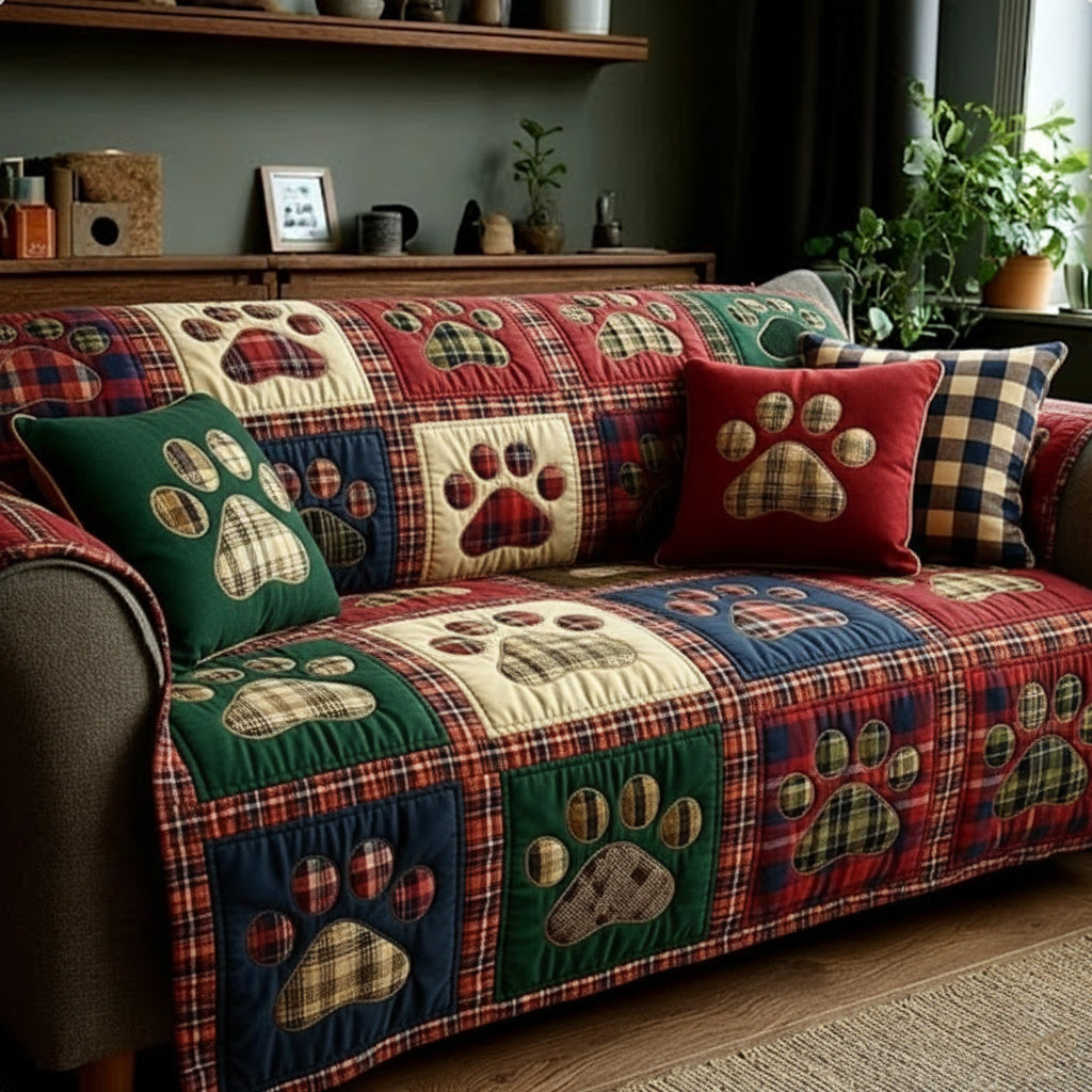 Copertura per Divano Trapuntata "Rustic Blend Love Paw" NCU0NT11542