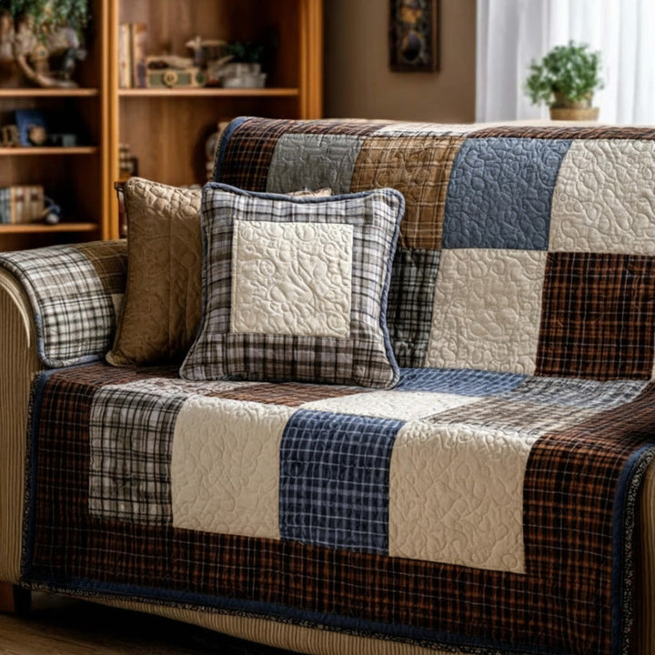 Copertura per Divano Patchwork Trapuntata in Stile Fattoria NCU0VT365