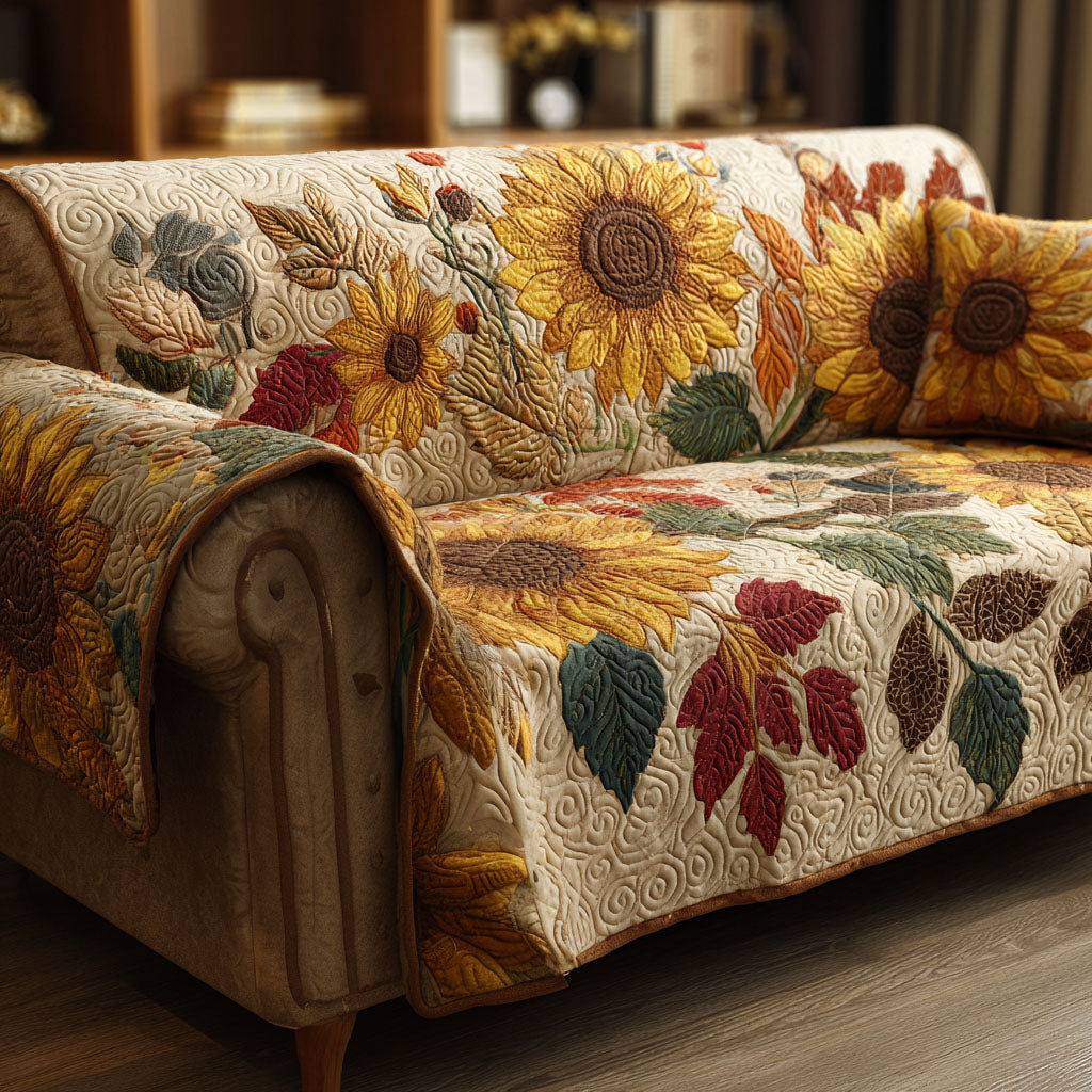 Copertura per Divano Trapuntata con Girasoli Rustici NCU0TV544