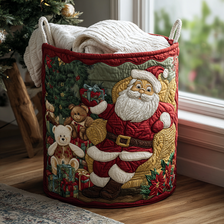 Cesto della Biancheria Trapuntato di Babbo Natale NCU0QN058