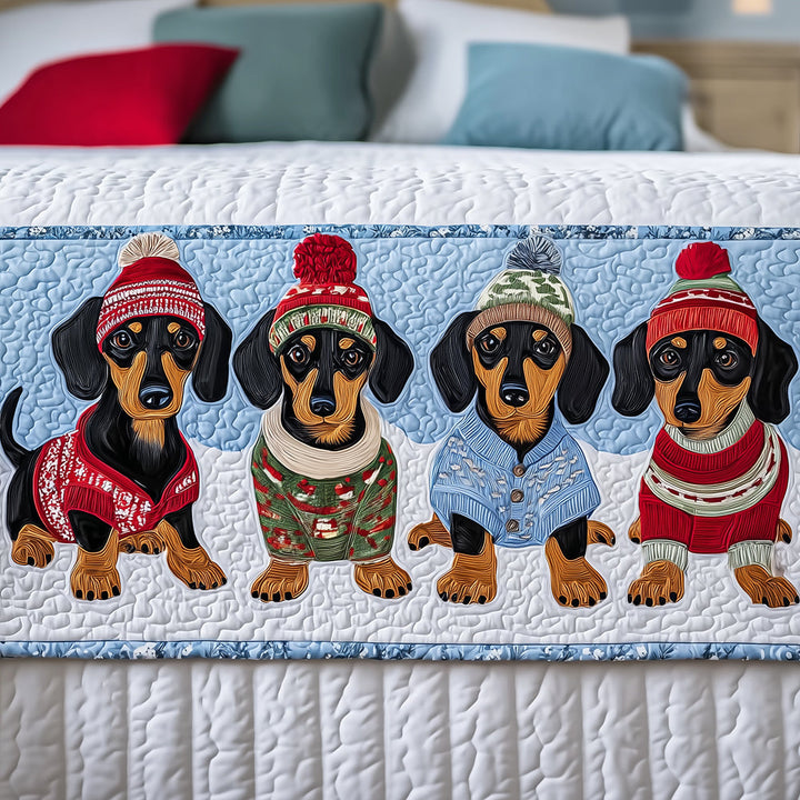 Rivestimento per Letto Quilted Dachshund di Natale NCU0TH3542