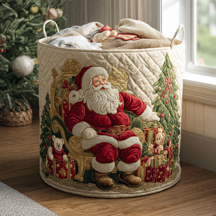 Cesto della Biancheria Trapuntato di Babbo Natale NCU0QN058
