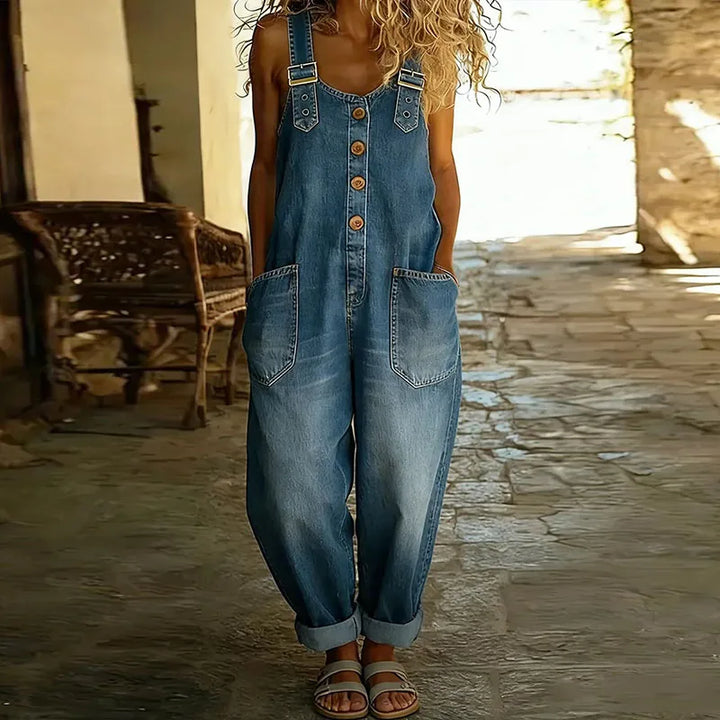 MAE | SALOPETTE IN DENIM CON SPALLINE REGOLABILI
