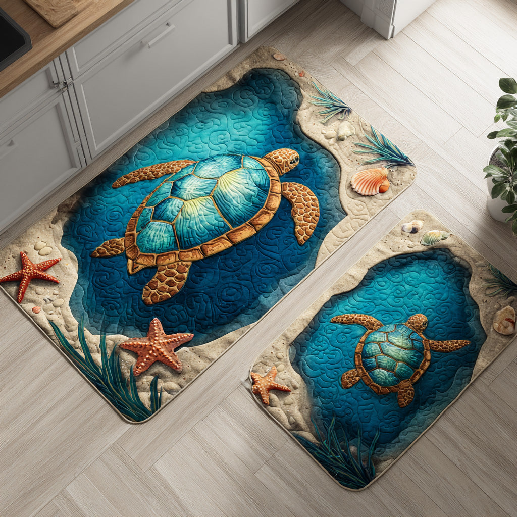 Tappeto da cucina antiscivolo con fiori e mare NCU0TD1439