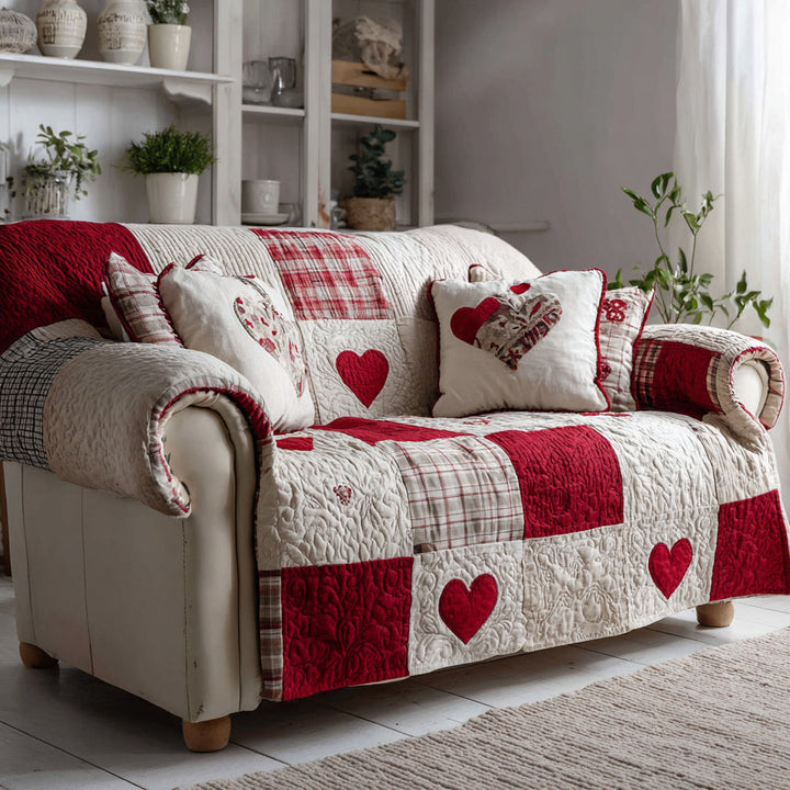 Copertura per Divano Trapuntata con Charm a Cuore Stagionale NCU0HH1477