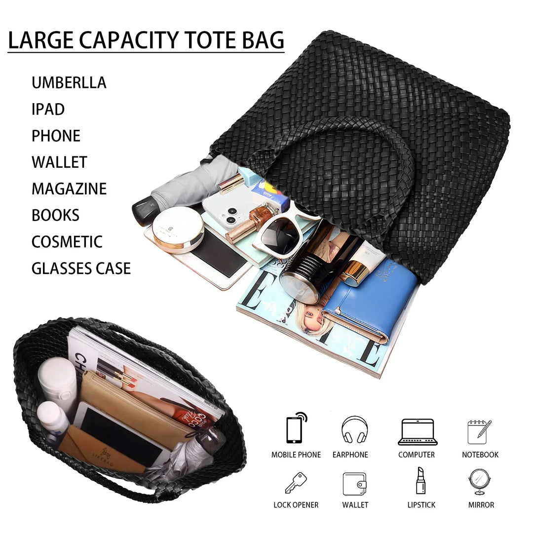 Borsa a Spalla in Pelle Vegana Intrecciata a Mano