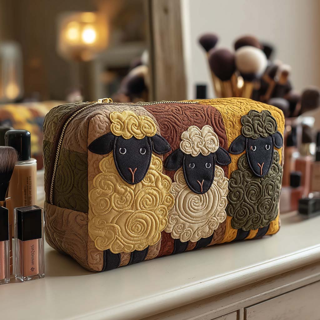 Borsa per trucco trapuntata a forma di pecora NCU0VT287
