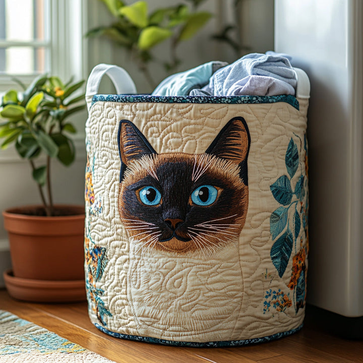 Cesto della Lavanderia Trapuntato con Gatto Siamese NCU0DV854