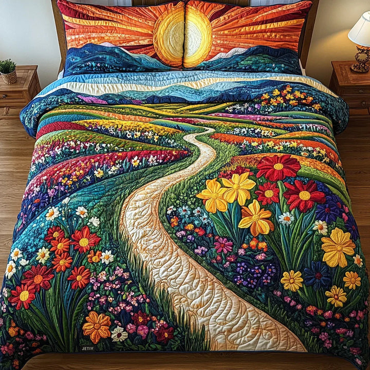 Copertura per letto trapuntata 3 pezzi - Raggio di sole